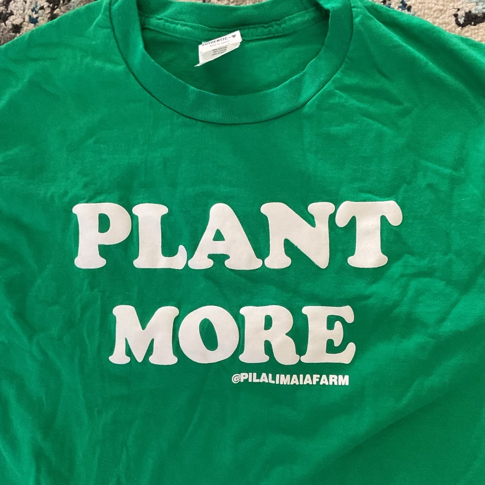 Hanes Green Kids T Shirt Adult Small with 'Plant More' Message